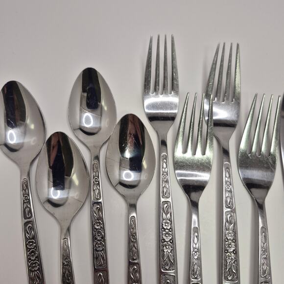 Imperial Stainless Japan 4-piece Flatware Set for 4 - IMI57 Vintage Floral - Picture 6 of 16